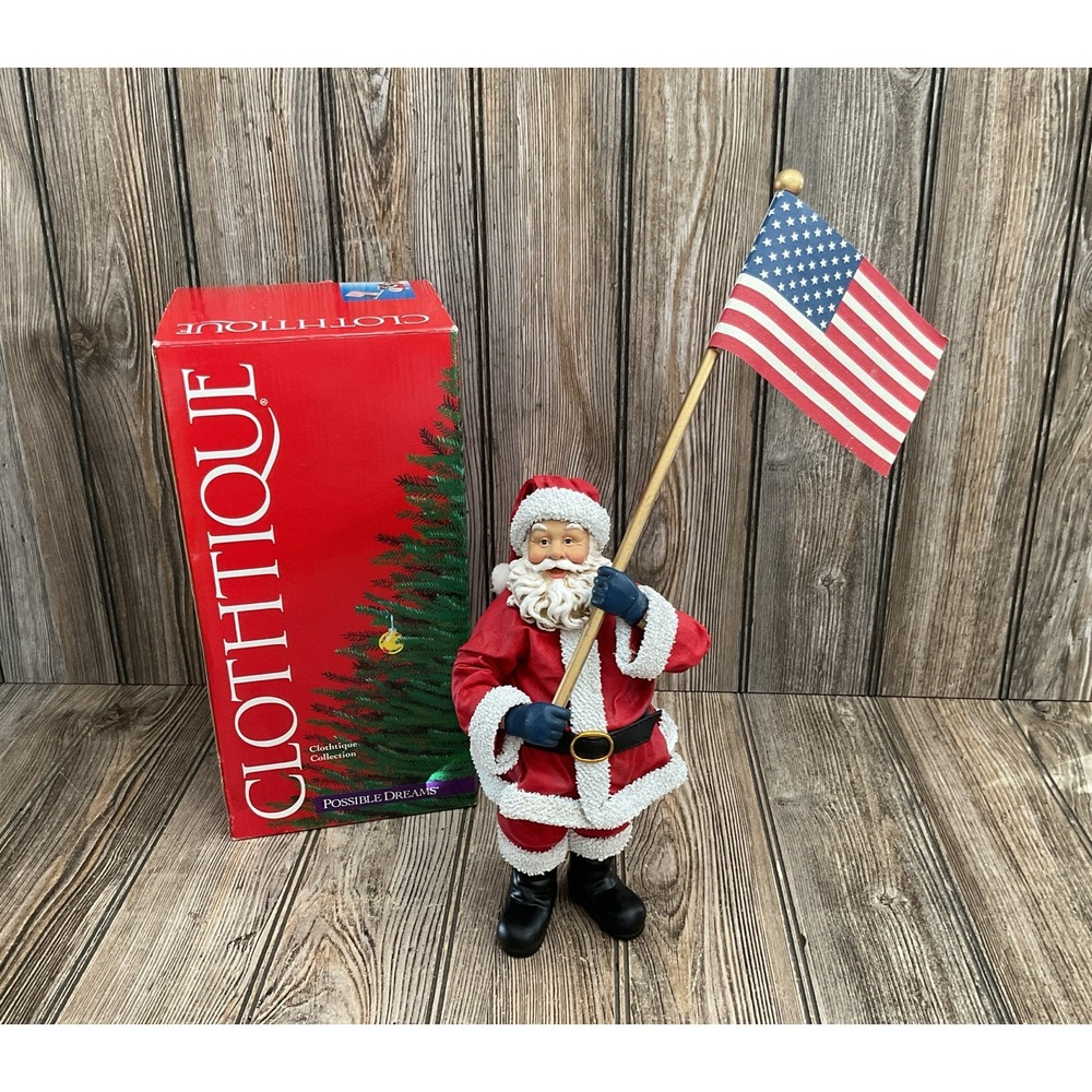 VTG 2001 Clothique Possible Dreams USA 🇺🇸 God Bless America Santa Claus 713509